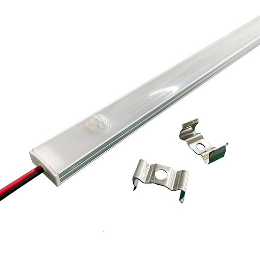 LED strip light with connectors on a white background