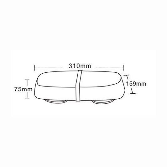 Technical drawing of a mini bar light with dimensions labeled
