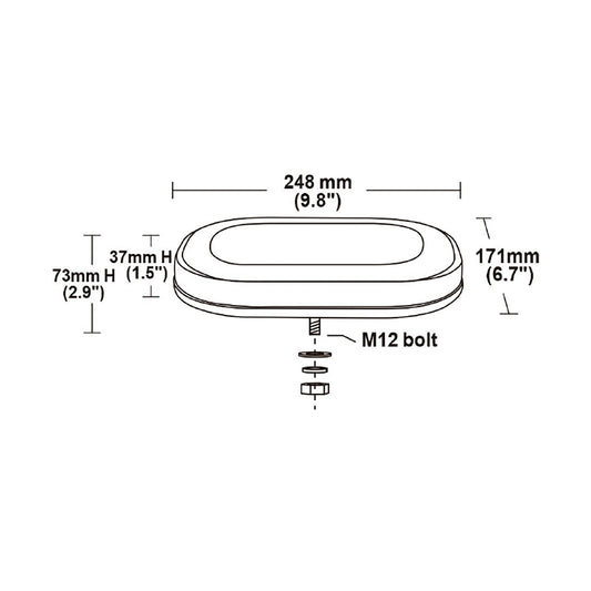 amber warning light with dimensions