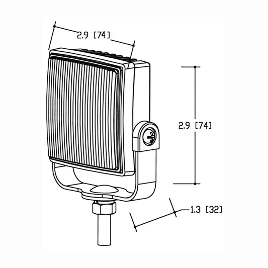 Technical drawing of a Vehicle strobe light with dimensions labeled