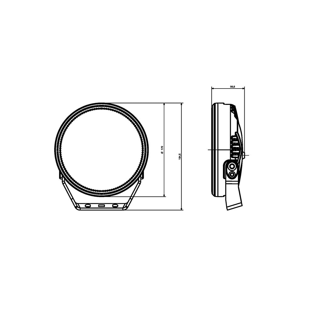 Dimensions of Off Road Odyssey - 7" 702 Lamp on a white background