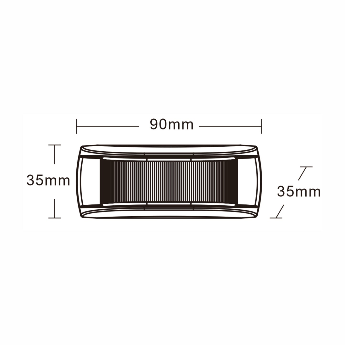 Dimensions of 708 Corner LED Strobe light on a white background