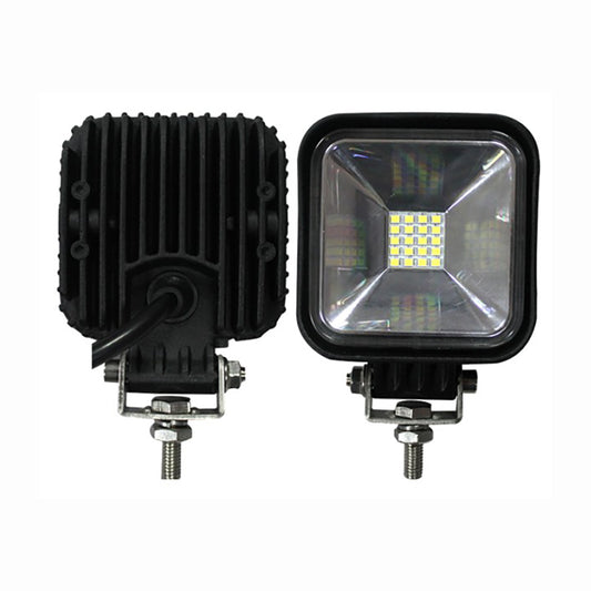 Two LED work lights on a white background