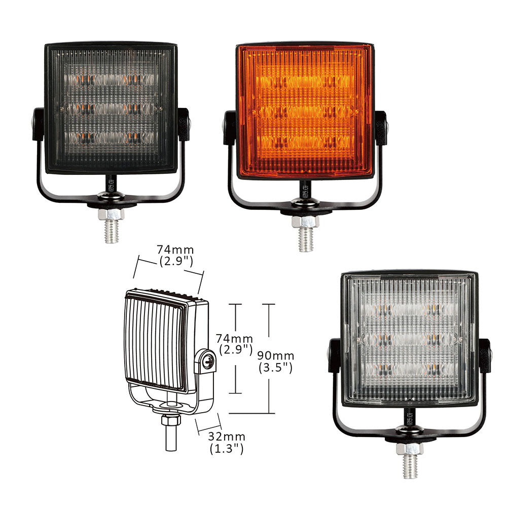 3 different lights with dimensions