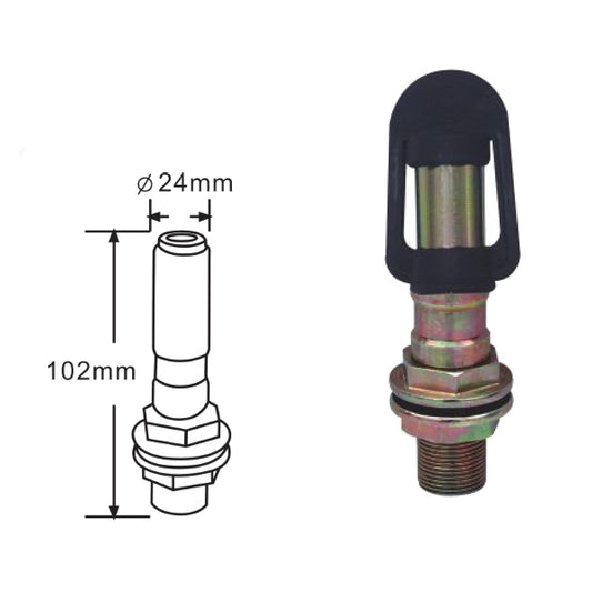 Pole bracket image plus dimensions on a white background