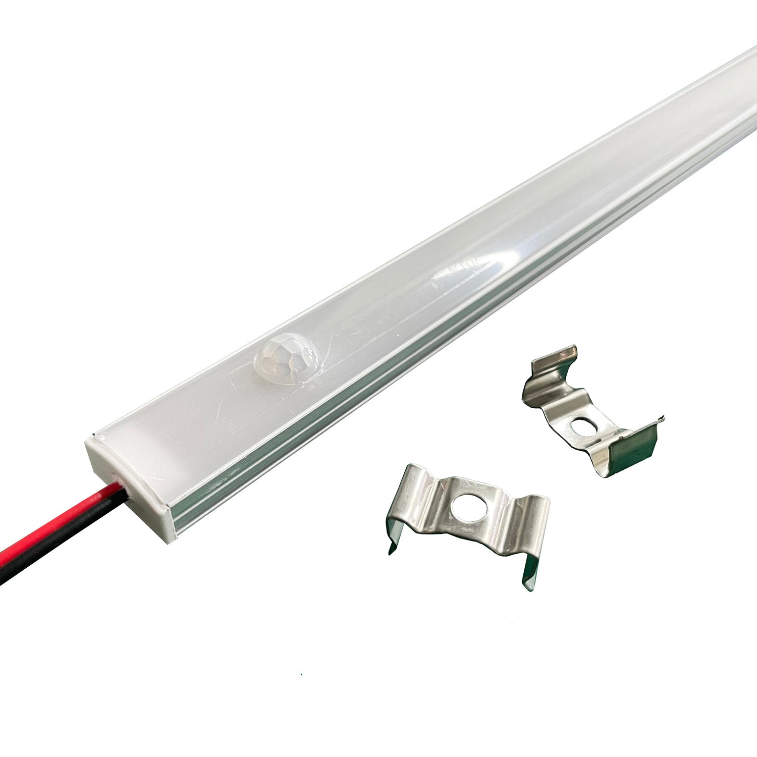 LED strip light with connectors on a white background
