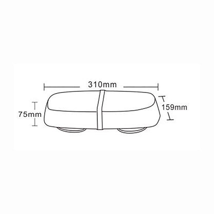 Technical drawing of a mini bar light with dimensions labeled