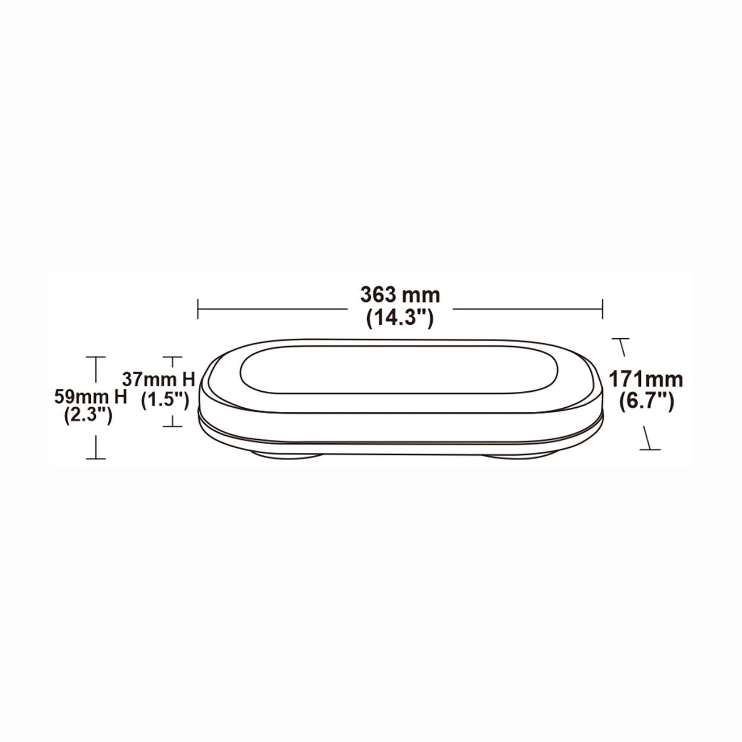 Measurement diagram of a mini light bar with dimensions labeled
