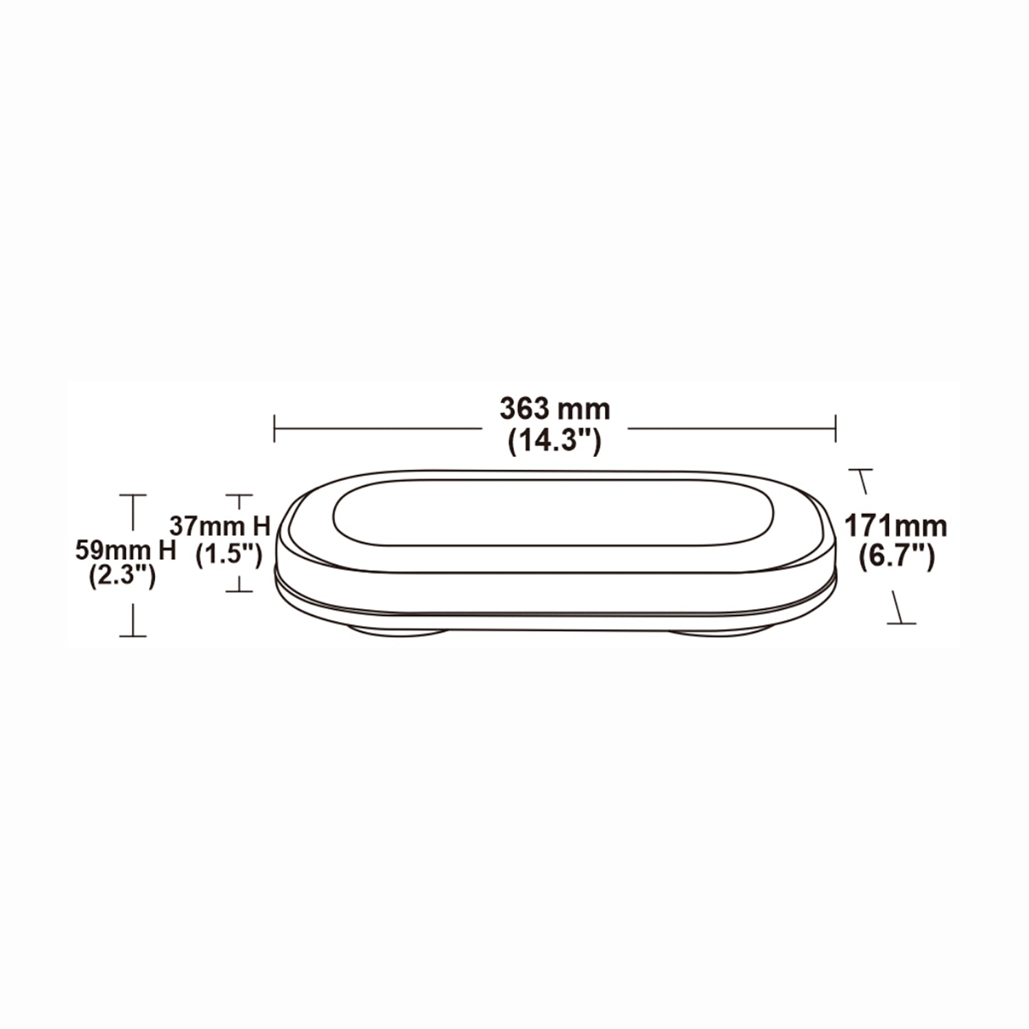 Measurement diagram of a mini light bar with dimensions labeled