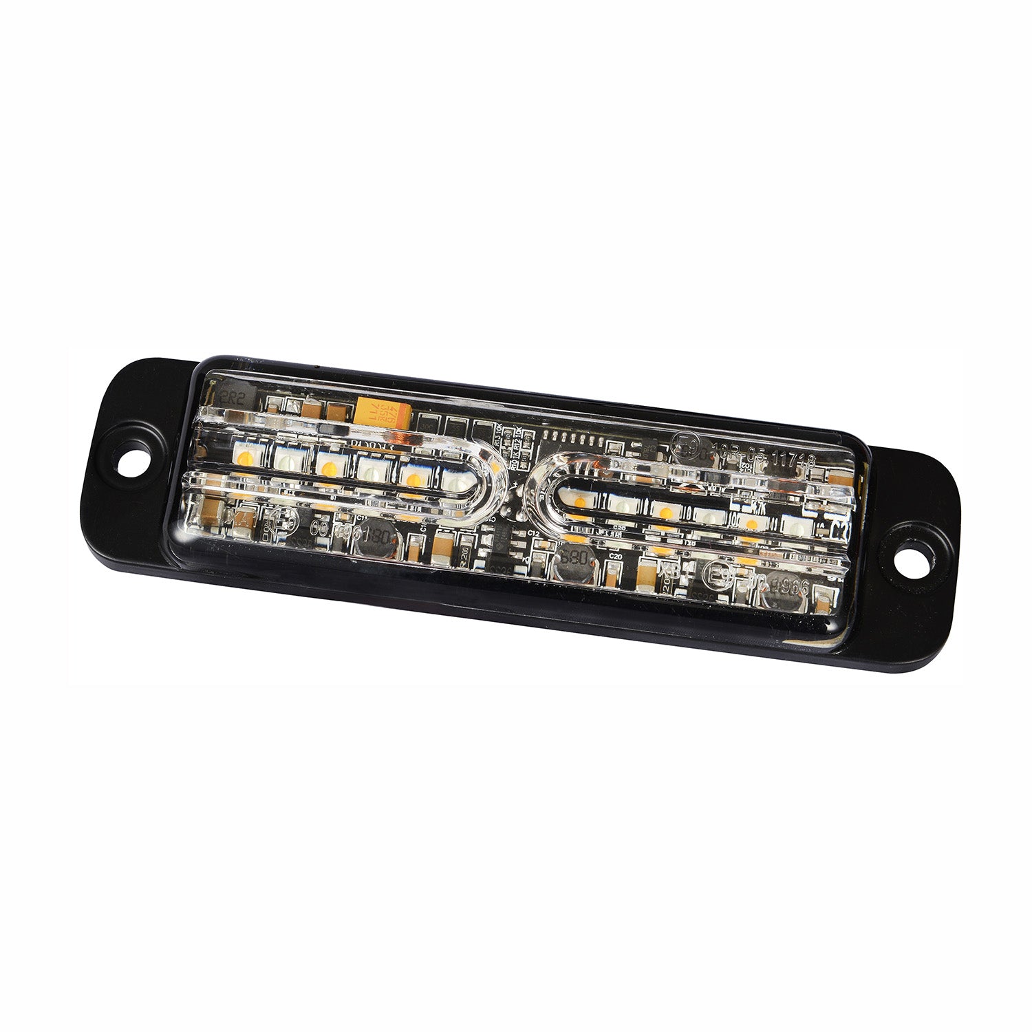 LED light bar with circuitry on a white background