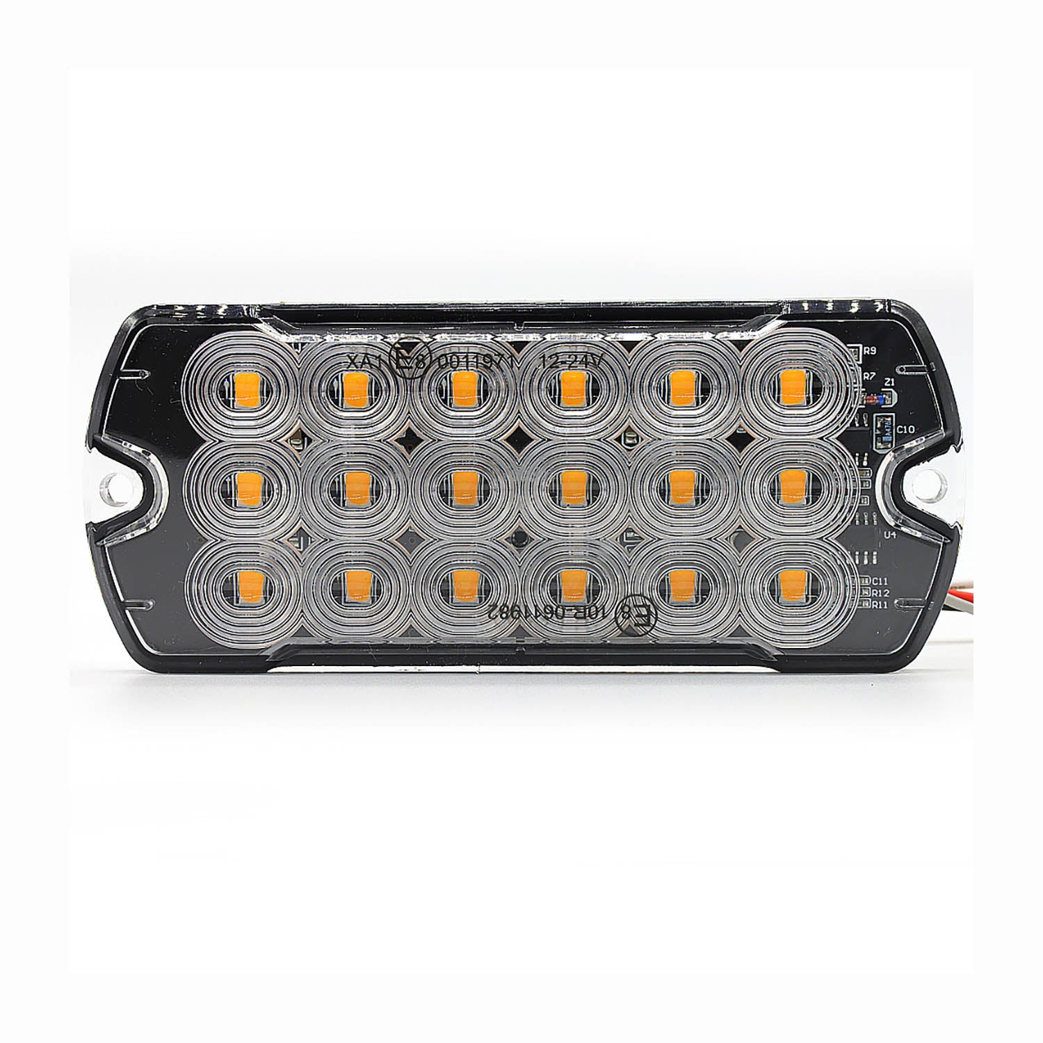 LED light bar with multiple circular lights on a white background