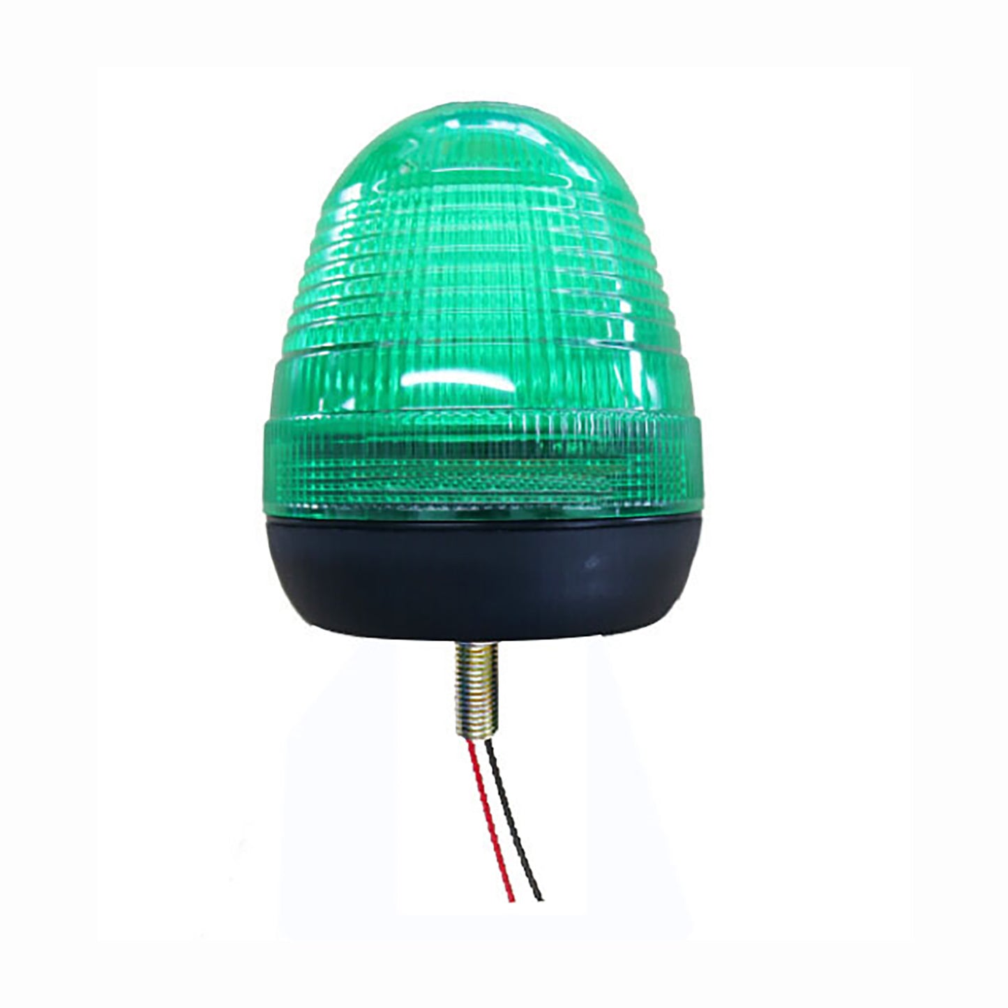 Green warning light with a white background