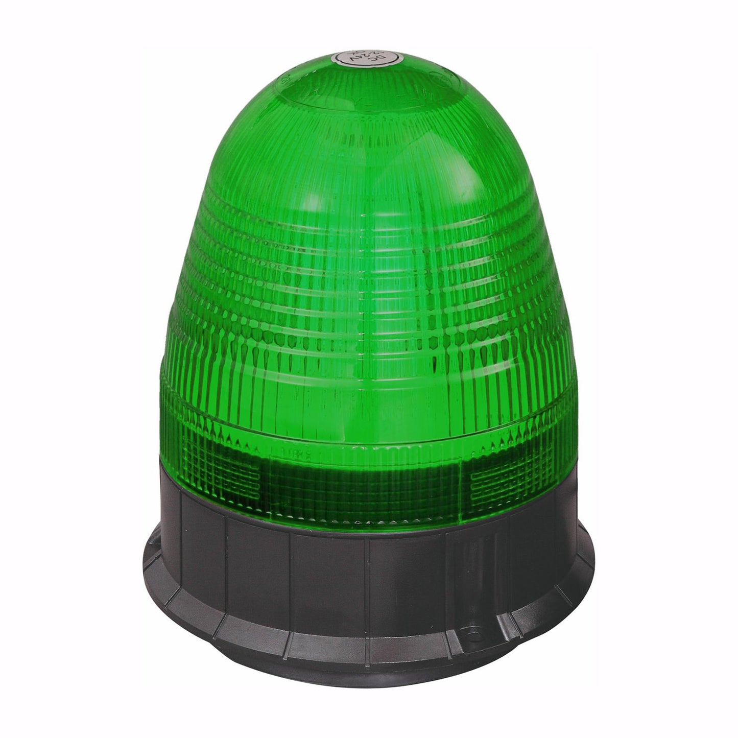 Green warning light on a white background