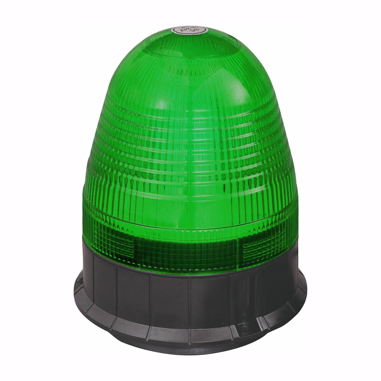 Green warning light on a white background
