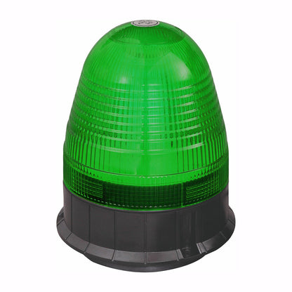 Green warning light on a white background