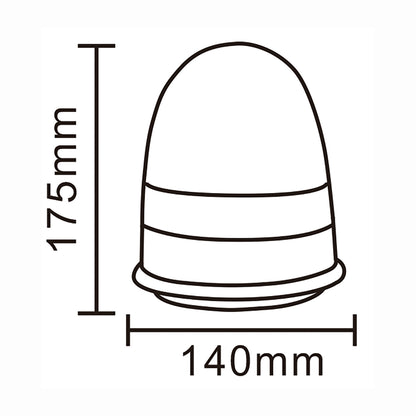 Measurement diagram of a warning light with dimensions labeled.