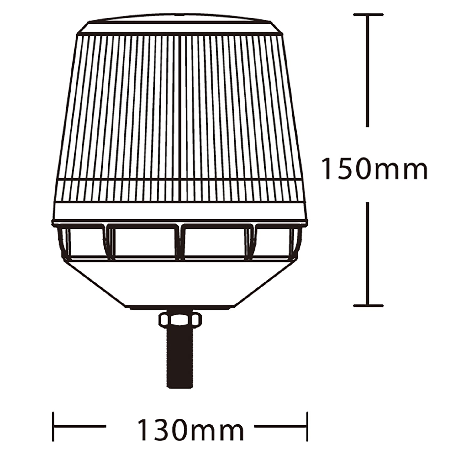 Illustration of a light fixture with dimensions labeled