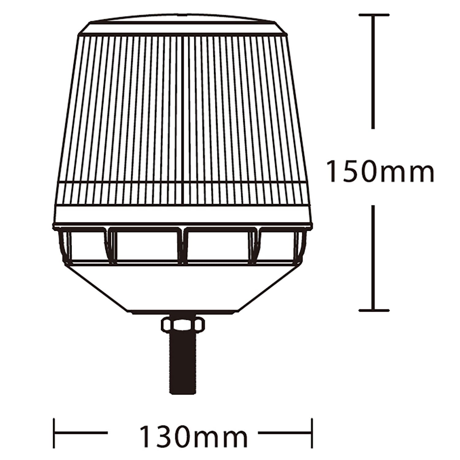 Illustration of a light fixture with dimensions labeled