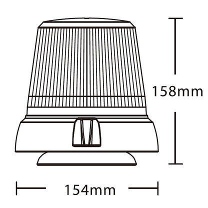 Line drawing of a warning light with dimensions labeled