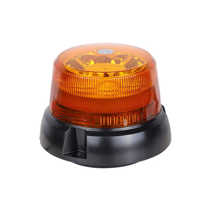 Orange warning light with black base on a white background
