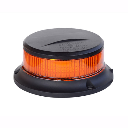Orange warning light with black base on a white background