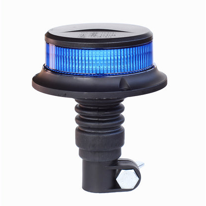 Blue LED warning light on a white background