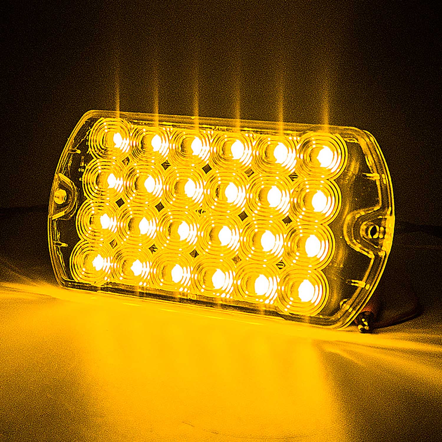 Yellow LED light bar on a dark background