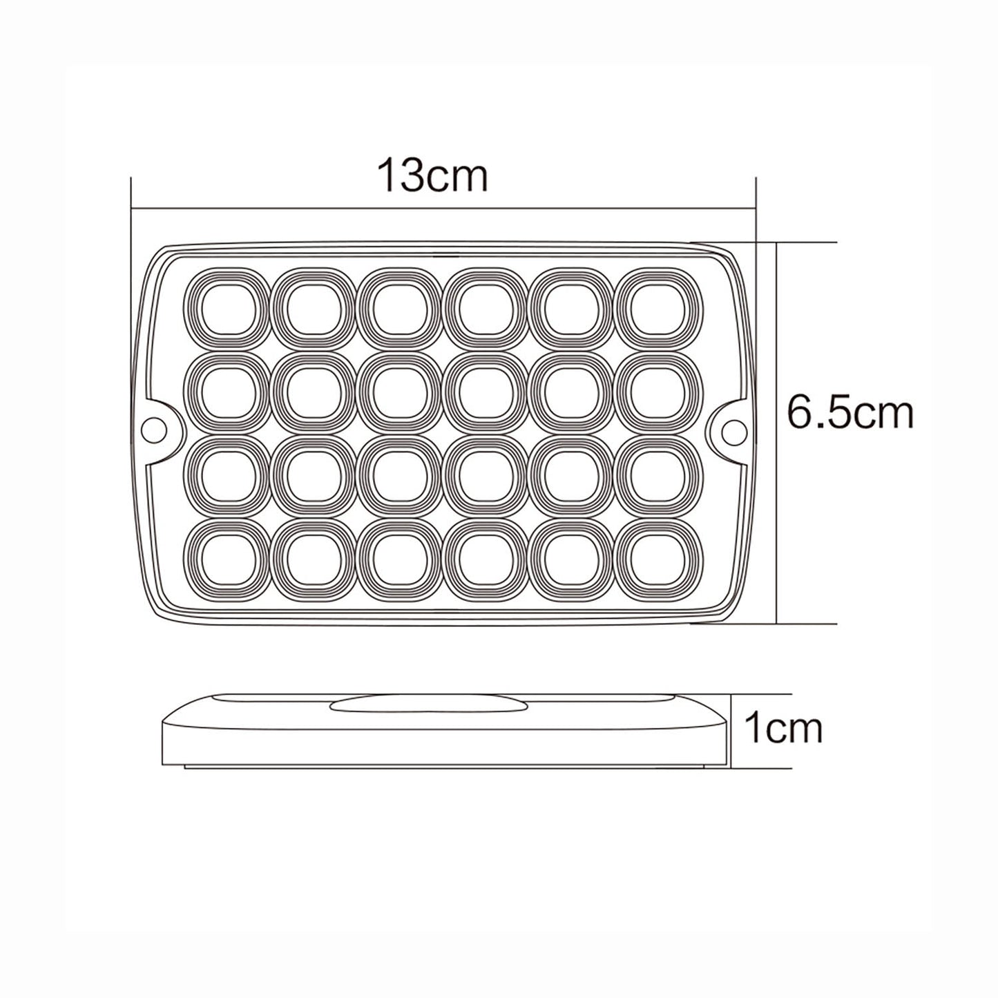 Technical drawing of a light on a white background.
