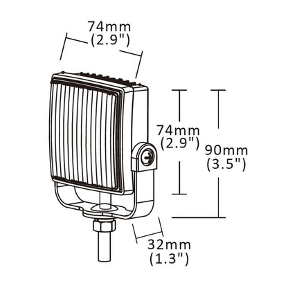 Dimensions of warning light