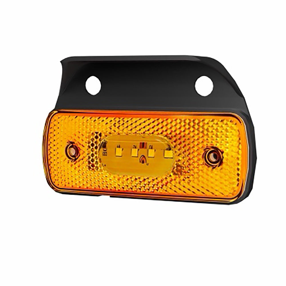 Yellow rectangular traffic light with black casing on a white background