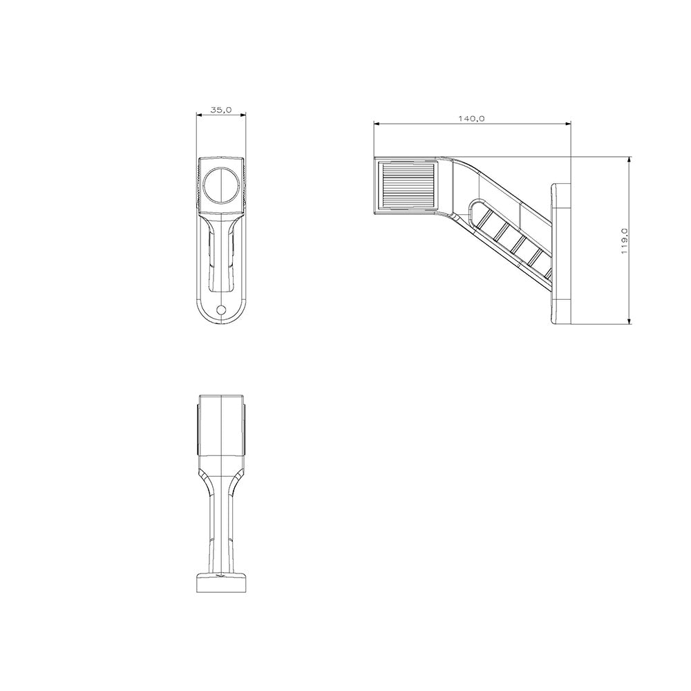 Dimensions of 872 Medium Triple Marker Light