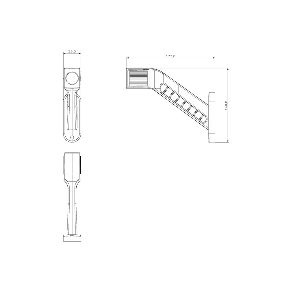 Dimensions of 873 Long Triple Marker Light