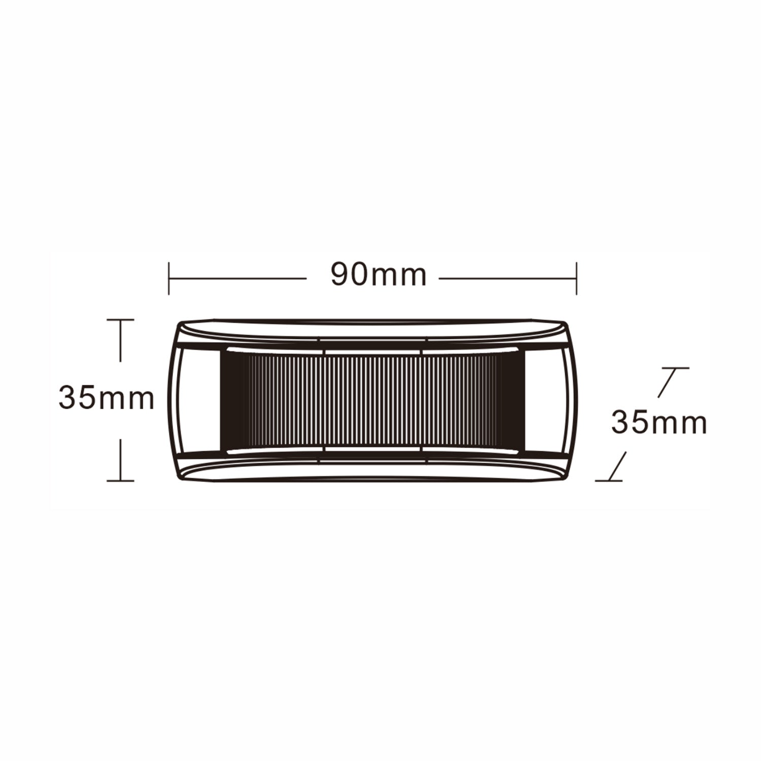 Dimensions of 708 Corner LED Strobe light on a white background
