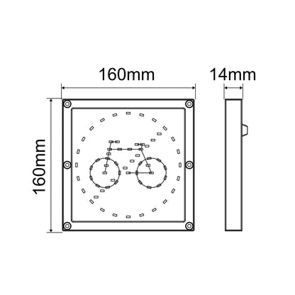 Dimensions Cycle warning light on a white background