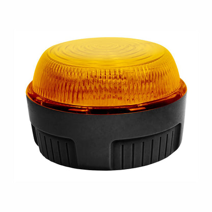 Yellow warning light on a white background