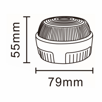 Dimensions of warning light on a white background