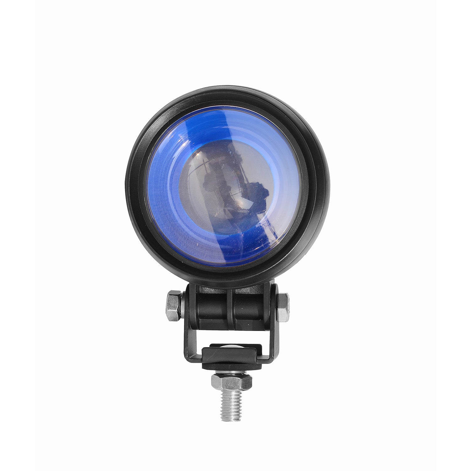 Blue warning light on a white background