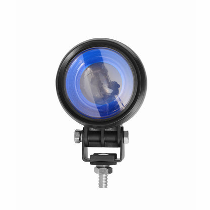 Blue warning light on a white background