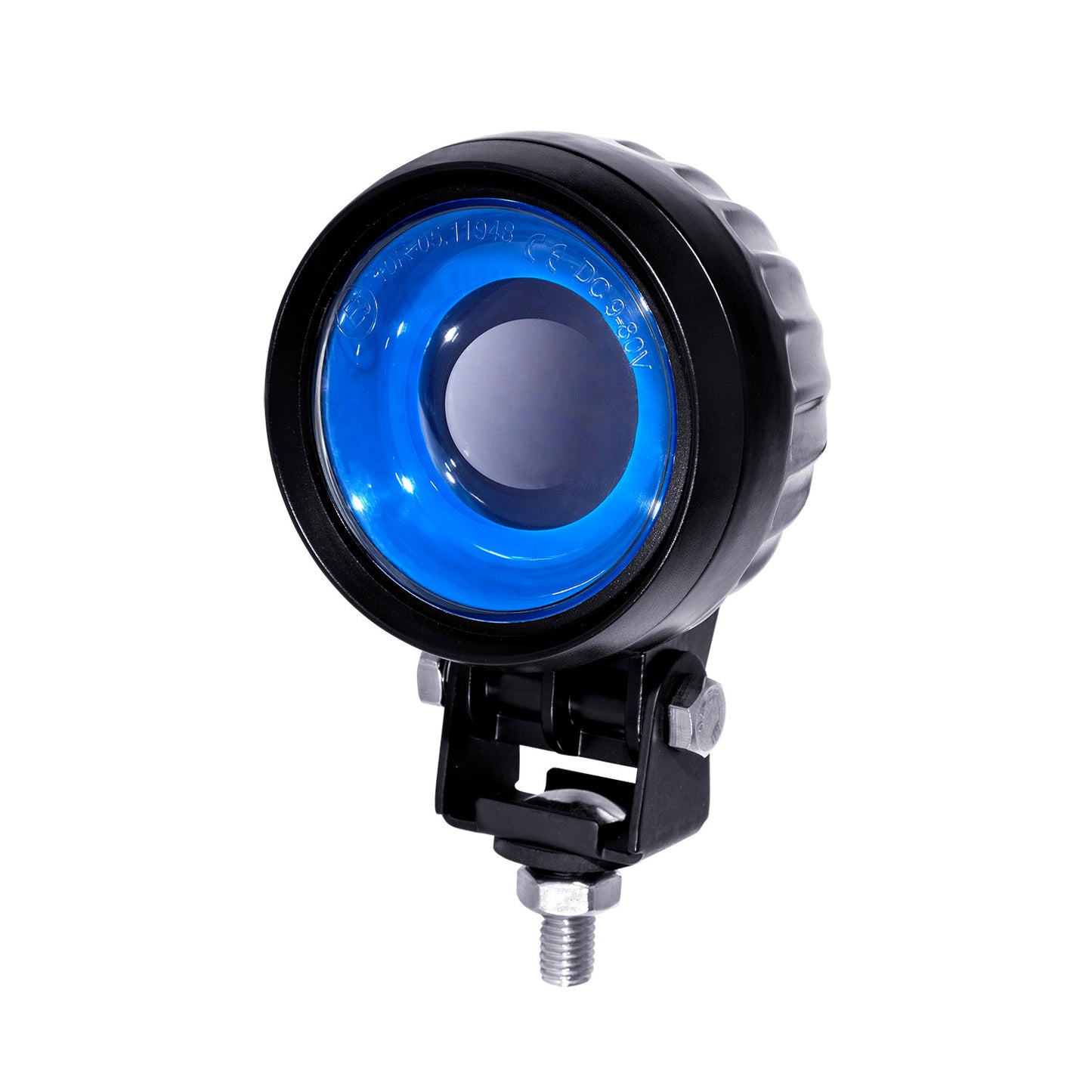 Blue warning light on a white background