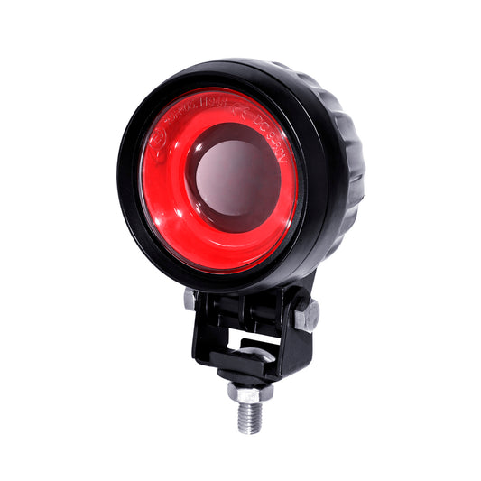 Red warning light on a white background