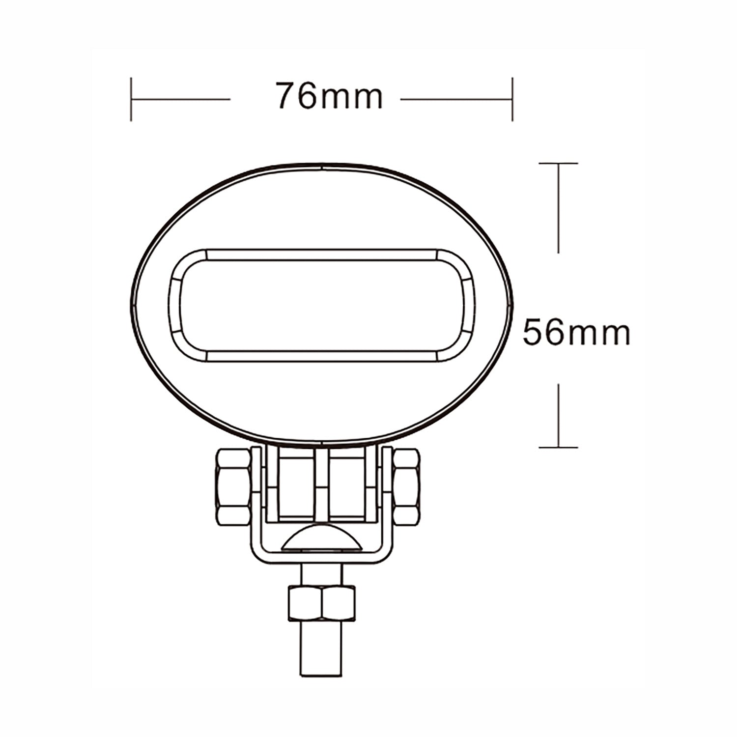 Technical drawing of a light with dimensions labeled