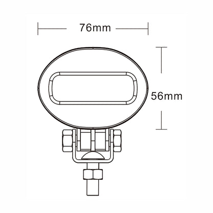Technical drawing of a light with dimensions labeled