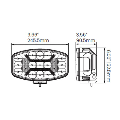 Dimensions of Off Road Odyssey - 10" 1001 Lamp on a white background 