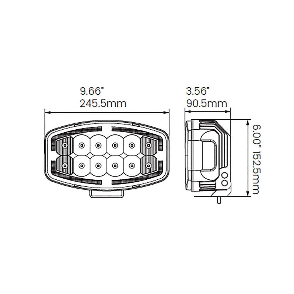 Dimensions of Off Road Odyssey - 10" 1002 Lamp on a white background 