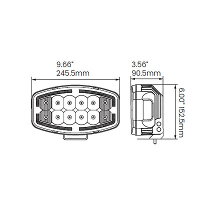 Dimensions of Off Road Odyssey - 10" 1002 Lamp on a white background 