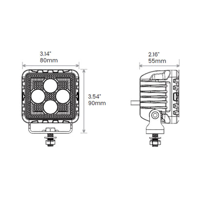 Dimensions of Off Road Odyssey - 3" TWIN KIT 303 on a white background