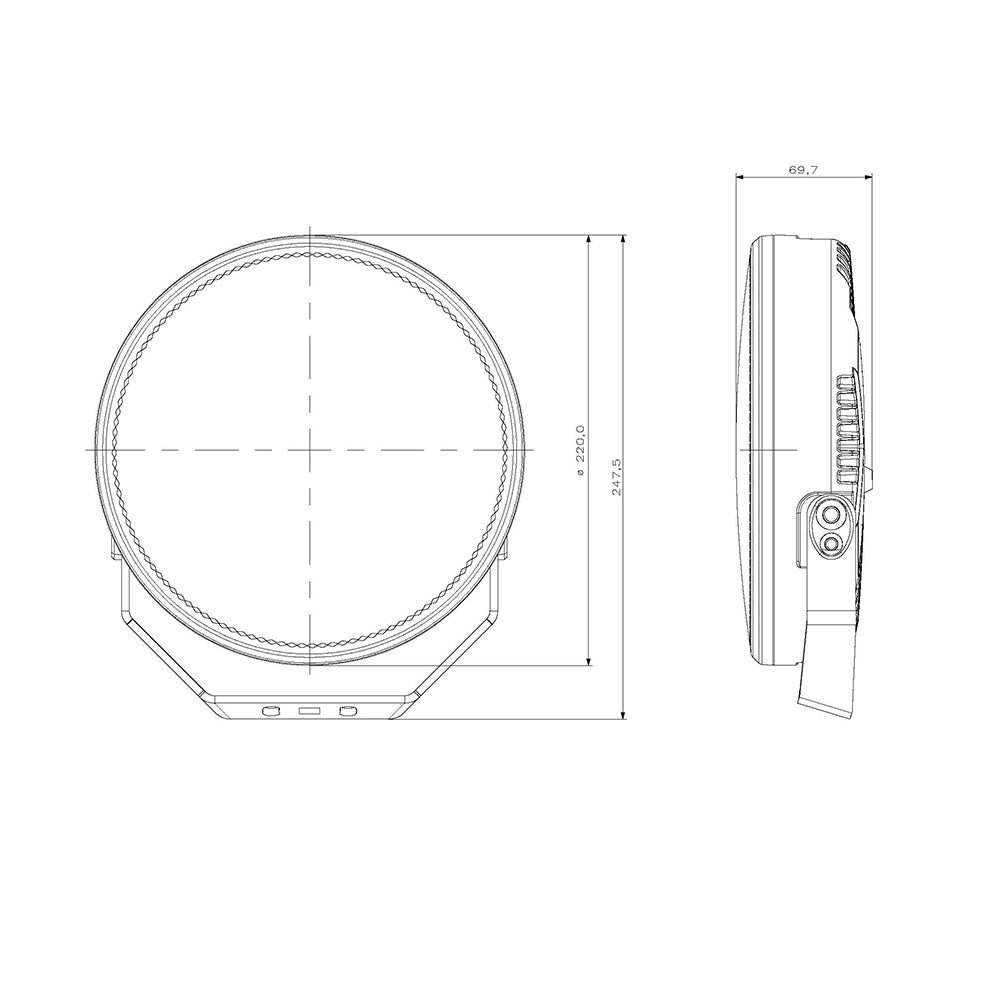 Dimensions of Off Road Odyssey - 9" 902 Lamp on a white background
