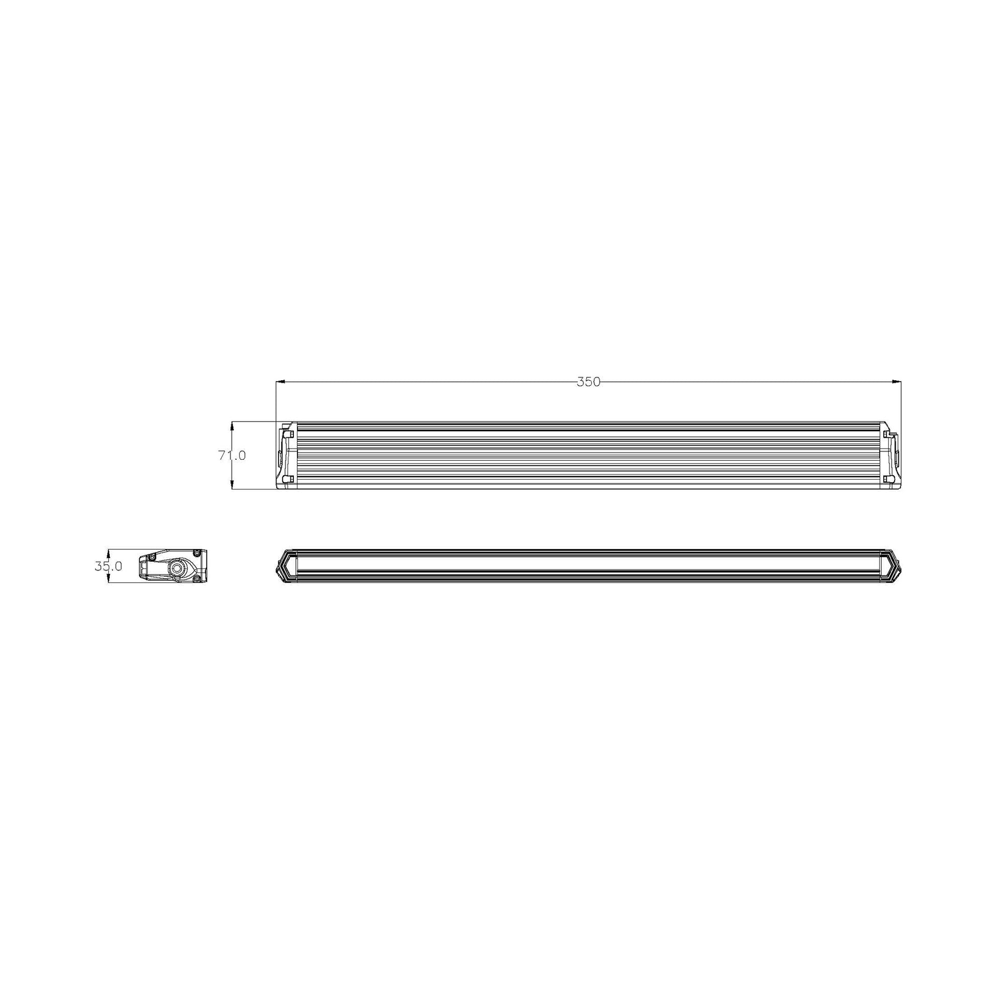 Dimensions of Off Road Odyssey - 13.8" Bar Light on a white background