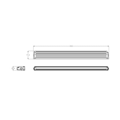 Dimensions of Off Road Odyssey - 13.8" Bar Light on a white background