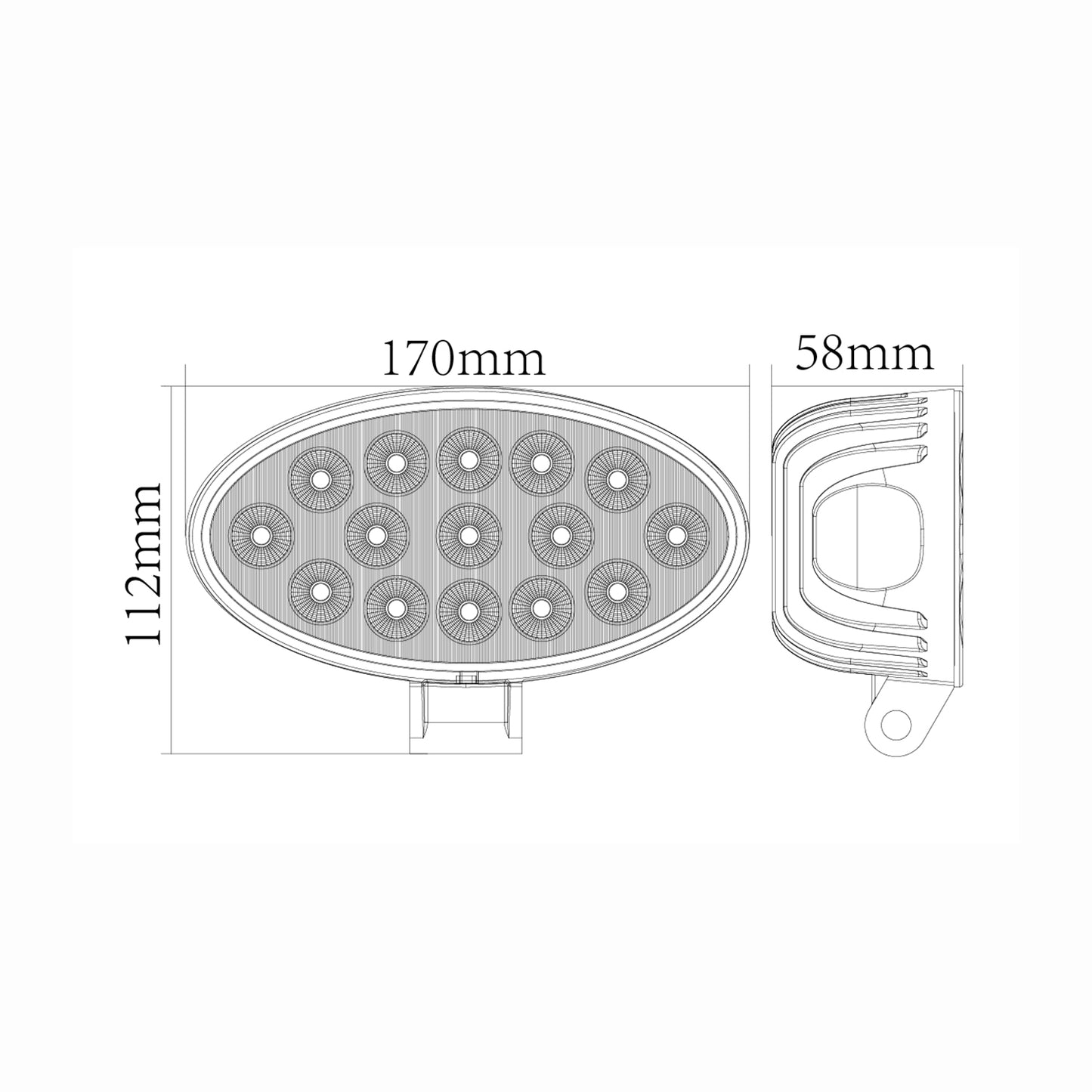 Technical drawing of Work Lamp with on a white background